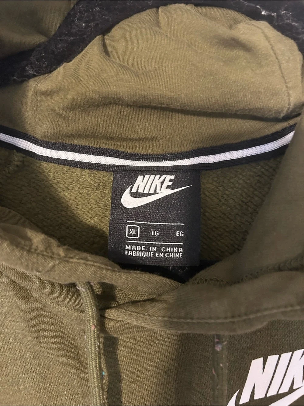 Nike Women’s Olive Green Pullover Hoodie with White Logo